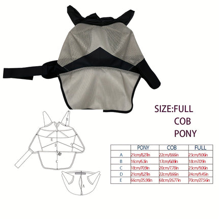 Horse Mask Fly Protection | Long Nose Fly Mask | Teslin Fabric | Equestrian Nose Covering