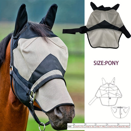 Horse Mask Fly Protection | Long Nose Fly Mask | Teslin Fabric | Equestrian Nose Covering