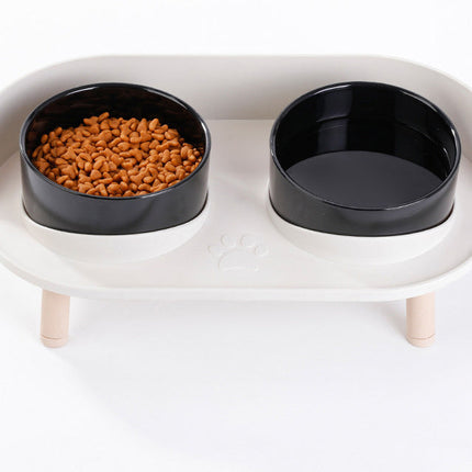 Verhoogde dubbele voerbak voor katten en honden | Ergonomisch ontwerp | Antislip | Duurzame materialen | Eenvoudig te reinigen | Modern voor kleine en middelgrote huisdieren