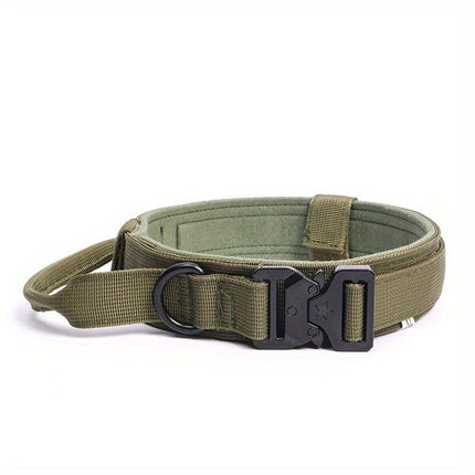 Tactische hondenhalsband nylon | Verstelbaar | Stevige kunststof gesp | D-ring voor riembevestiging | Geschikt voor middelgrote en grote honden | Camouflagemotief