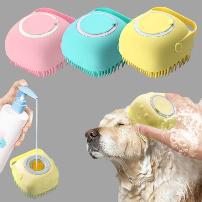 Hondenwasborstel met Shampoo Dispenser | Siliconen Borstelharen | Massage en Reiniging | Geschikt voor Alle Vachttypes | Huisdierverzorging