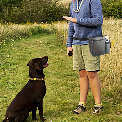 Honden traktatie tas met waterfleshouder | Verstelbare draagopties | Waterdicht polyester | Grote capaciteit | Afneembare voering | Geschikt voor training en wandelen | 25x21x8 cm