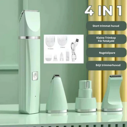 4-in-1 huisdierentondeuse met stille werking | Vacht trimmen, nagels knippen, oren reinigen & detailverzorging | Afneembare roestvrijstalen bladen