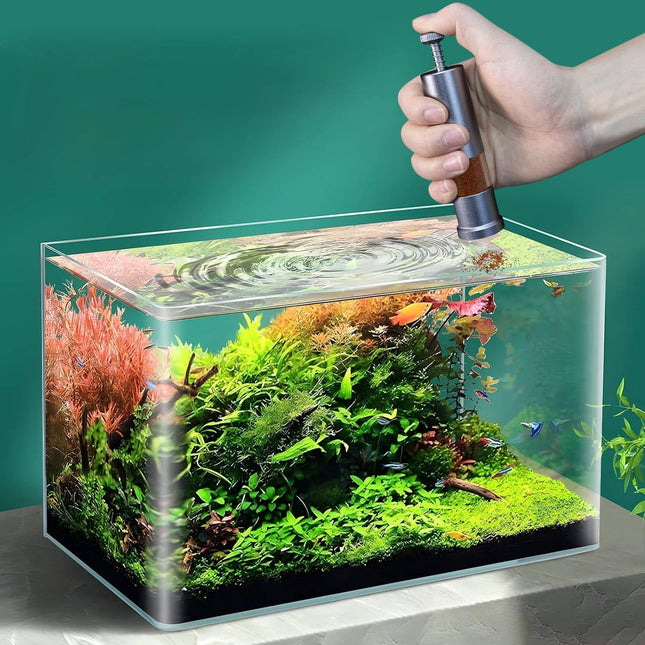Fish Feeder | Aquarium | Precision Control | Compact | Adjustable Feeding Depth | Aluminum Construction | Durable & Fingerprint Resistant | Transparent Window | For Small Aquariums | Easy Feeding