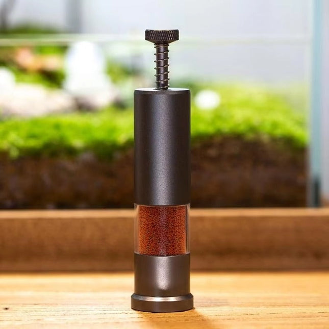 Fish Feeder | Aquarium | Precision Control | Compact | Adjustable Feeding Depth | Aluminum Construction | Durable & Fingerprint Resistant | Transparent Window | For Small Aquariums | Easy Feeding