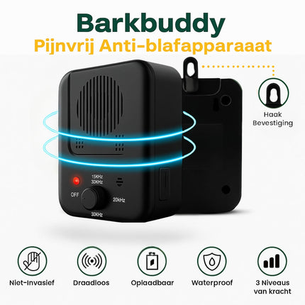 BarkBuddy | Dispositivo antiabbaio a ultrasuoni per cani | Adatto agli animali domestici | Udibile solo dai cani | Resistente alle intemperie | Ricaricabile tramite USB