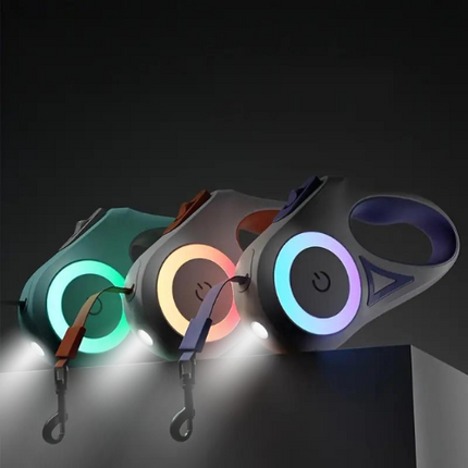 LED Intrekbare hondenriem 5 meter | Verstelbaar, ergonomisch handvat | Verbeterde zichtbaarheid met ingebouwde verlichting | Duurzaam en veilig voor avondwandelingen