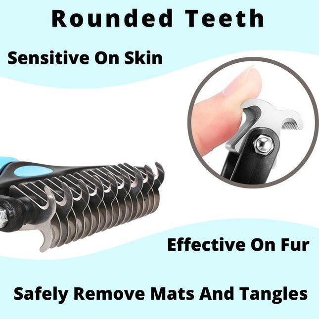 PetRake™ Dubbelzijdige Ontwarringskam | Verwijdert Klitten en Loose Haren | Veilig en Comfortabel voor Honden en Katten | Stimuleert Gezonde Vacht en Bloedcirculatie