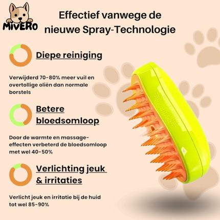 SteamBrush™ voor Huisdieren | Hydraterende Vachtverzorging met Stoom en Massage | Verminder Stress en Versterk de Band
