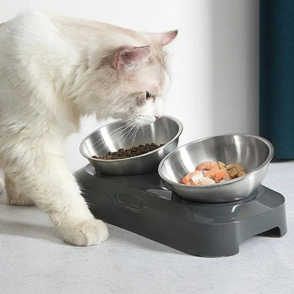 Elevated Cat Food Bowl | Stainless Steel | Improved Digestion and Comfort | Ergonomic Design | Durable and Easy to Clean | Suitable for Wet and Dry Food | Stylish Design