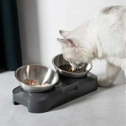 Elevated Cat Food Bowl | Stainless Steel | Improved Digestion and Comfort | Ergonomic Design | Durable and Easy to Clean | Suitable for Wet and Dry Food | Stylish Design