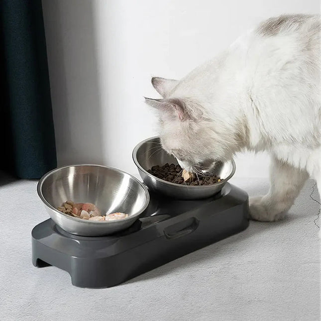 Elevated Cat Food Bowl | Stainless Steel | Improved Digestion and Comfort | Ergonomic Design | Durable and Easy to Clean | Suitable for Wet and Dry Food | Stylish Design