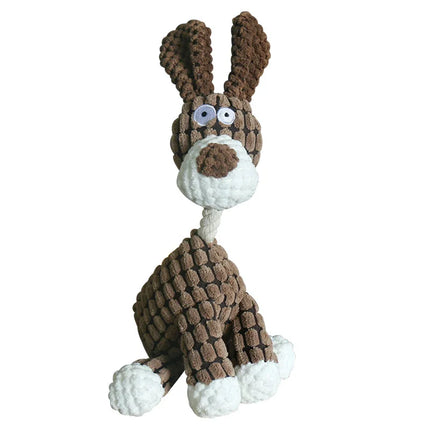 Duurzaam Corduroy Hondenspeeltje | Stressverlichting | Kauwen & Knuffelen Met Pieper | Bevordert Gezondheid Tandvlees | Lichtroze/Bruin | 23cm | Machinewasbaar | Veilig & Niet-Giftig