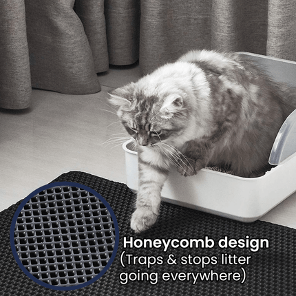 PetPurity Honingraat Kattenbakmat | Antislip EVA mat voor kattenbak | Vangt kattenbakvulling op | Waterdicht | Makkelijk schoon te maken | Diverse maten en en