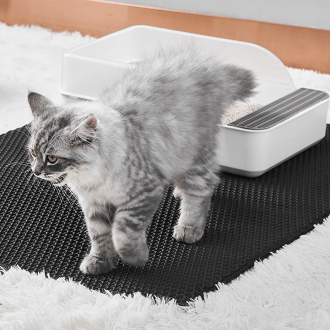 Antislip Honingraat Mat voor Katten | Efficiënte Vuilopvang | Duurzaam & Waterbestendig | Zwart/Zilver | Kunststof