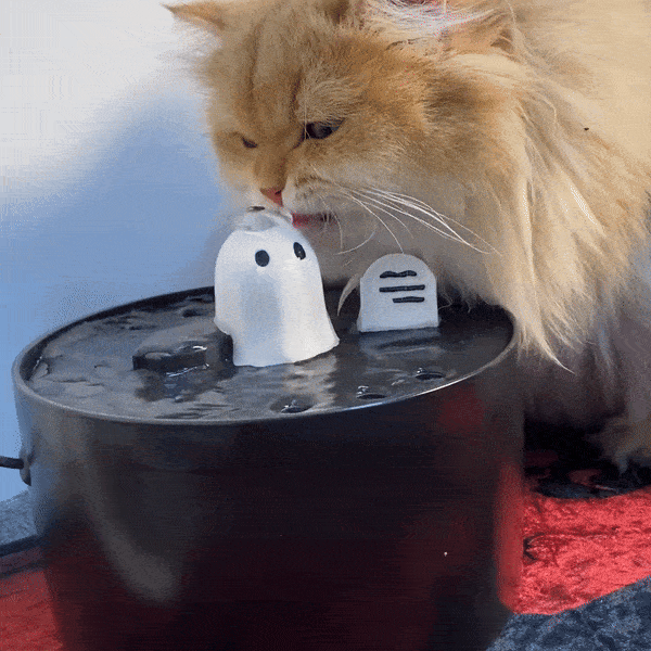 Keramische Kattenfontein | 1.5L | Automatische Veiligheidsuitschakeling | Zorgt Voor Schone Hydratatie | Gotisch Ontwerp | Fluisterstil | Betrouwbaar Filtersysteem