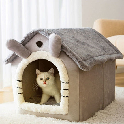 Fluffy Knus Huisje voor Huisdieren | Comfortabel Warm Nest voor Katten en Honden tot 4kg | Anti-slip Bodem | Afneembare Wasbare Hoes | Zachte Stof | Diverse Kleuren