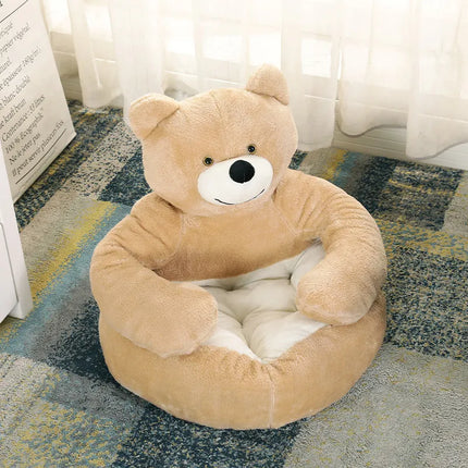CuddleBear kattenbed van pluche | Zacht en comfortabel berenvormig kattenmandje | Machinewasbaar bed voor kleine en middelgrote katten | 46x46 cm of 57x57 cm