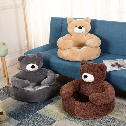 CuddleBear kattenbed van pluche | Zacht en comfortabel berenvormig kattenmandje | Machinewasbaar bed voor kleine en middelgrote katten | 46x46 cm of 57x57 cm
