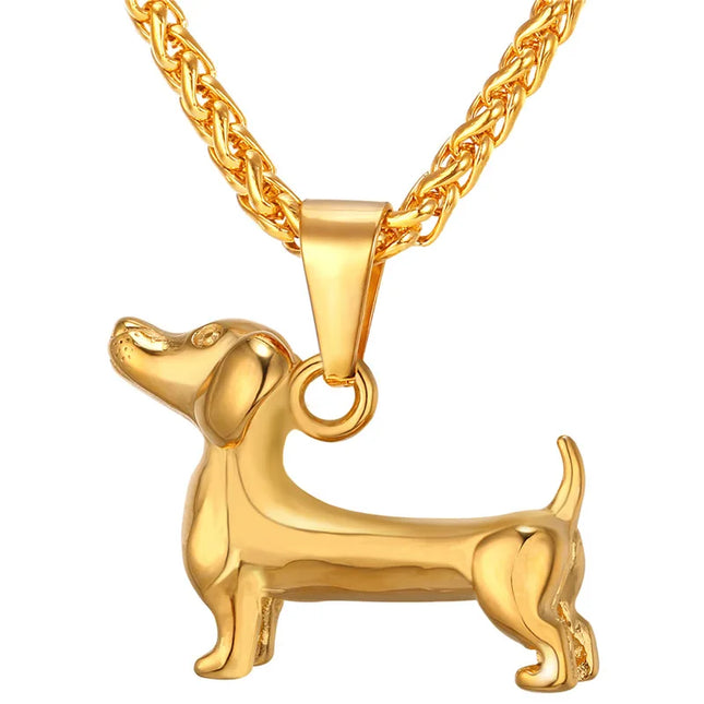 U7 hondenketting | RVS ketting met teckel hanger | Goud of zilver | Unisex dieren sieraden | Perfect cadeau voor hondenliefhebbers | 50+5cm verstelbaar