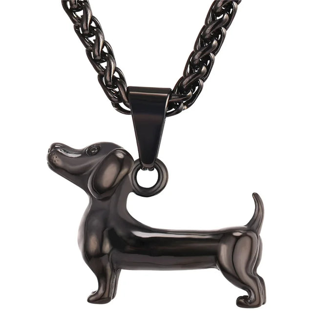 U7 Hondenketting | Schattige Teckel Hanger | 316L Roestvrijstaal | Goud of Zilver | Unisex Sieraad | 50+5cm Schakelketting | Perfect Cadeau voor Hondenliefhebbers