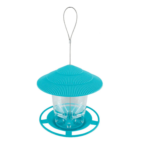 Garden bird feeder | Stainless steel | Automatic seed dispenser | Unique hexagonal design | Suitable for garden balconies | Weatherproof and easy to install | Large seed capacity