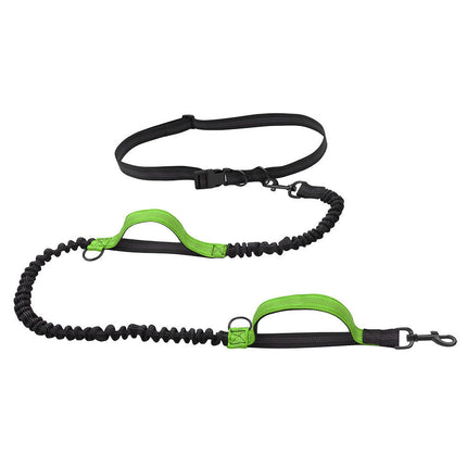 Dubbele Hondenriem Met Elastisch Koord | Reflecterende Stiksels | Voor Wandelen en Joggen