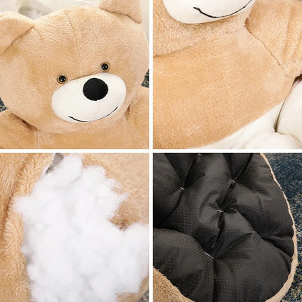 CuddleBear kattenbed van pluche | Zacht en comfortabel berenvormig kattenmandje | Machinewasbaar bed voor kleine en middelgrote katten | 46x46 cm of 57x57 cm