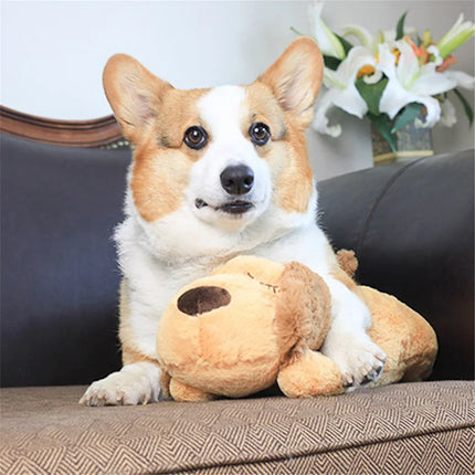 Kalmerende Pluche Hond Knuffel | Realistische Hartslag | Angst Verlichten | Veilig en Zacht | Bruin Fleece | 40cm