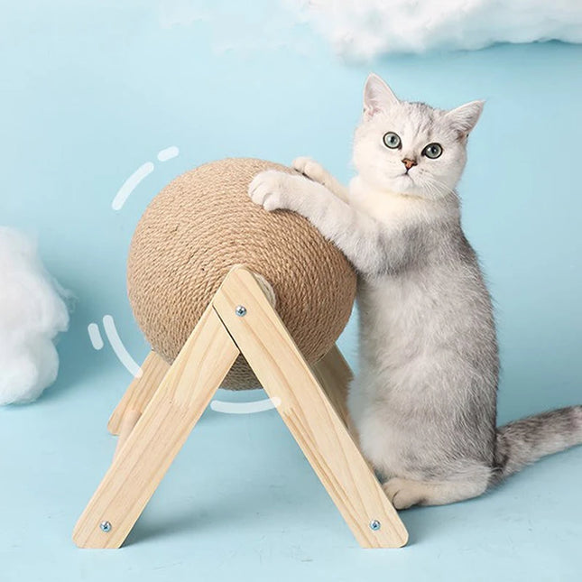 Katten Krab Speelgoed | Slijtvast Hout Sisal Krabpaal | Nagels Vijlen | Speelbal | Meubelbescherming
