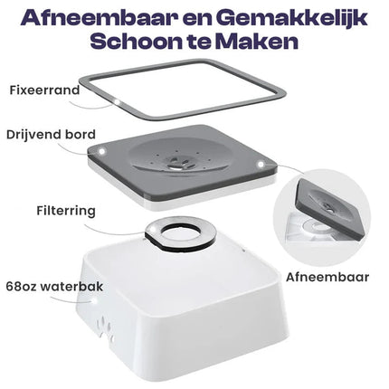 Splash Stop Drinkoplossing voor Huisdieren | Antimors Ontwerp, 2 Liter, Duurzaam ABS & PP, Met Antislipmat