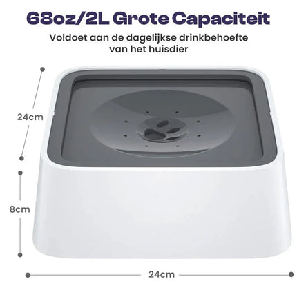 Splash Stop Drinkoplossing voor Huisdieren | Antimors Ontwerp, 2 Liter, Duurzaam ABS & PP, Met Antislipmat