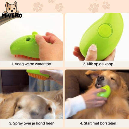 SteamBrush™ voor Huisdieren | Hydraterende Vachtverzorging met Stoom en Massage | Verminder Stress en Versterk de Band