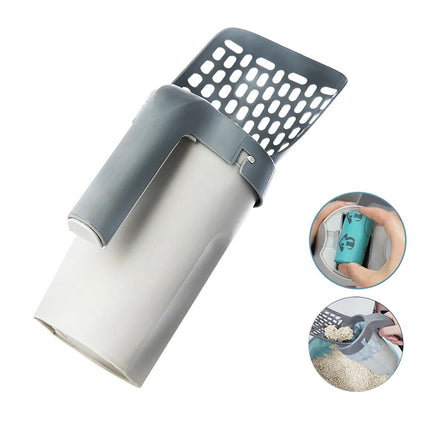 CleanPaws kattenbak schep | Ergonomisch handvat | Duurzaam kunststof | Fijne netstructuur voor makkelijk schoonmaken | 29x12x16 cm | Grijs | Voor alle kattenbakken