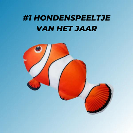 Joep | Interactief Hondenspeelgoed | Bewegende Vis | Stimuleert Natuurlijk Instinct | Duurzaam & Veilig | Oplaadbaar Via USB | Realistische Visbewegingen | Geschikt Voor Alle Honden | 28 cm Fleece Design