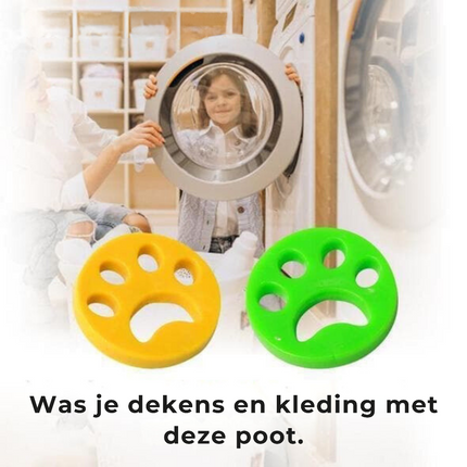 Set van 4 Herbruikbare Wasfilters | PlakPootjes voor Huisdierhaar | Kledingbescherming | Veilig & Milieuvriendelijk | Zacht PU-materiaal | Geschikt voor Droger | Groen & Oranje