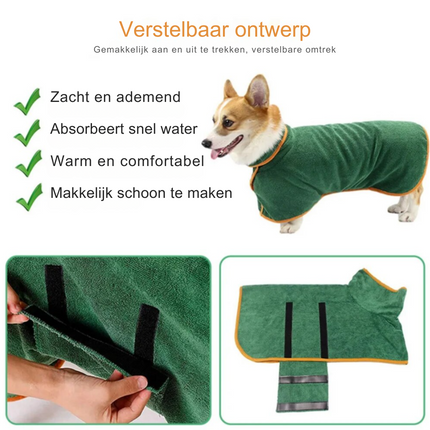 Bart | Luxe Hondenjas Sneldrogend | Warm na Bad en Regen | Verstelbaar en Duurzaam | Diverse Kleuren