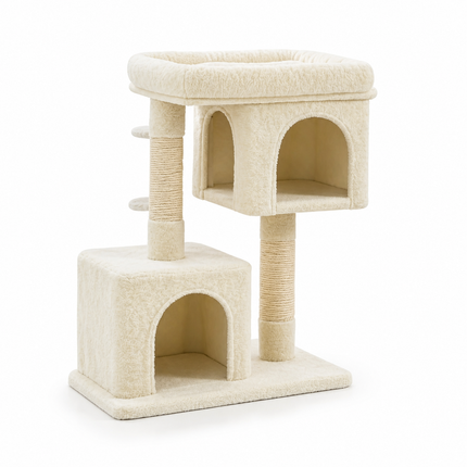 Kattentoren 84 cm - CatCave - 2 Schuilplekken, Krabpaal en Multi-Level Design