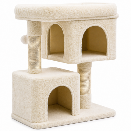 Kattentoren 84 cm - CatCave - 2 Schuilplekken, Krabpaal en Multi-Level Design