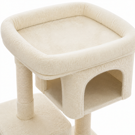 Kattentoren 84 cm - CatCave - 2 Schuilplekken, Krabpaal en Multi-Level Design