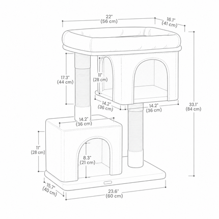 Kattentoren 84 cm - CatCave - 2 Schuilplekken, Krabpaal en Multi-Level Design