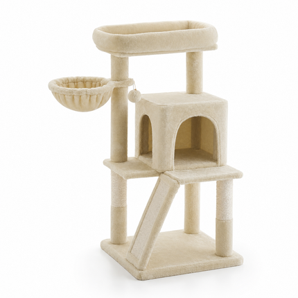 Compacte Kattenboom - KittyClimb - Zachte Ligplekken, Helling en Krabpalen