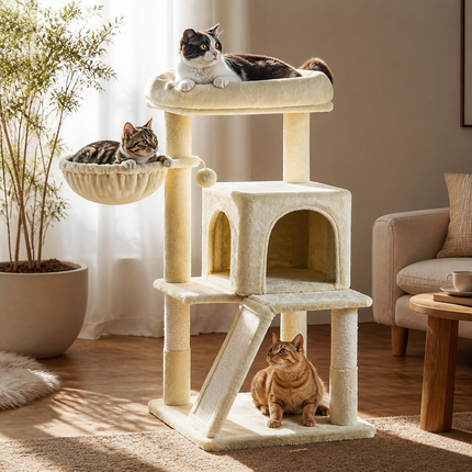 Compacte Kattenboom - KittyClimb - Zachte Ligplekken, Helling en Krabpalen