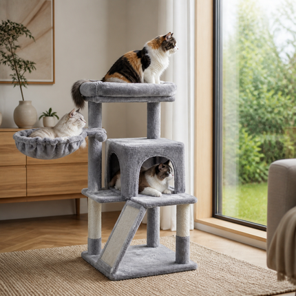Compacte Kattenboom - KittyClimb - Zachte Ligplekken, Helling en Krabpalen