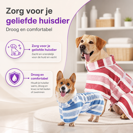 Sneldrogende Hondenbadjas - DryDog - Absorberend, Verstelbaar en Zacht