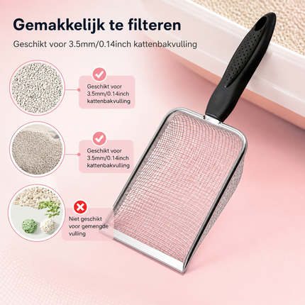RVS Kattenbakschep - CleanScoop - Duurzaam, Hygiënisch en Eenvoudig Schoon te Maken