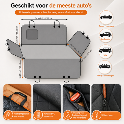 Autostoelhoes voor Honden - RoadPaws - Krasbestendig, Antislip en Waterafstotend