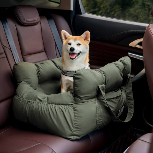 Nomadway | Cama segura para perros para coche | Interior de felpa suave | Funda extraíble y lavable | Prácticos bolsillos laterales