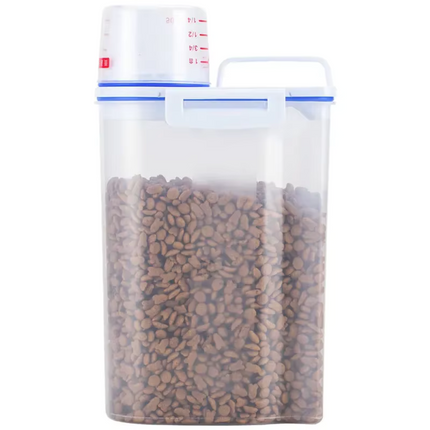 Luchtdichte Opslagcontainer voor Huisdiervoer 1,5kg/2kg | Inclusief Maatbeker, Transparant, Vochtbestendig