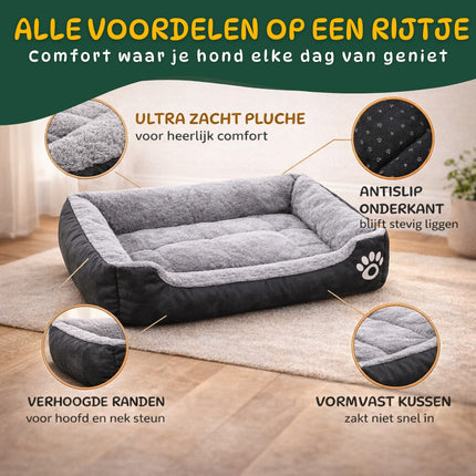 Pluchen Hondenmand met Opstaande Randen